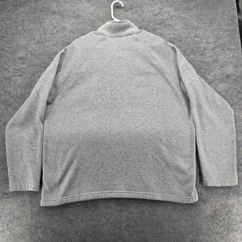 Eddie Bauer Sweater Mens 2XL Gray Quarter Zip Fleece Pullover Raglan Embroidered
